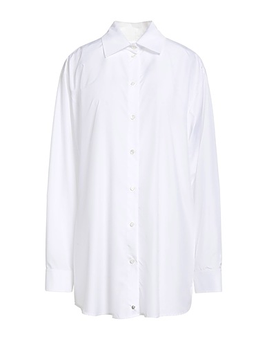 MOSCHINO JEANS Solid color shirts & blouses White 100% Polyester