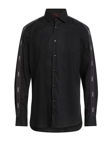 HUGO Solid colour shirt Black 98% Cotton, 2% Elastane