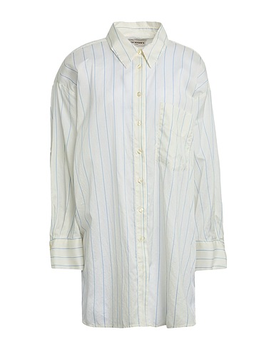 ROŸ ROGER'S Striped shirt Ivory 85% Cotton, 15% Linen