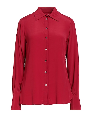 OTTOD'AME Solid colour shirts & blouses Brick red 70% Acetate, 30% Silk