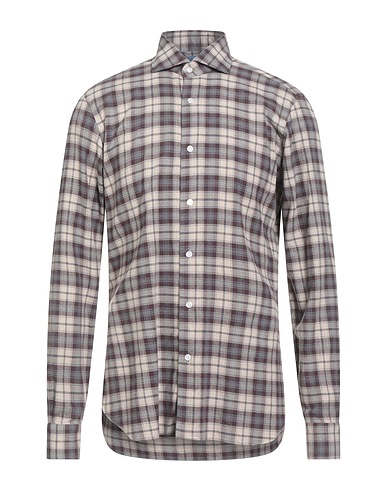 BARBA Napoli Camicia a quadri DANDY LIFE Beige 100% Cotone