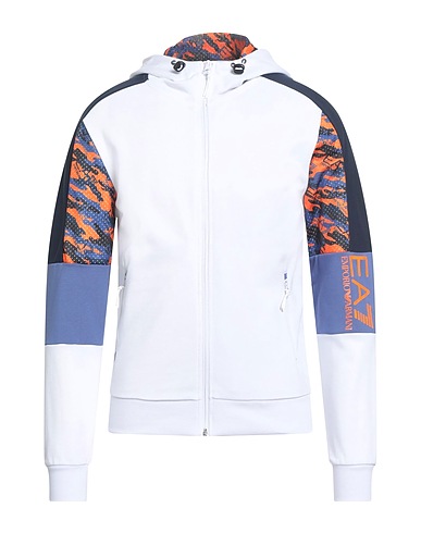 EA7 Hooded track jacket  White 100% Cotton, Polyester, Elastane