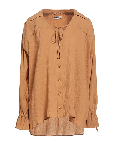 MAX & MOI Solid colour shirts & blouses Camel 100% Cotton