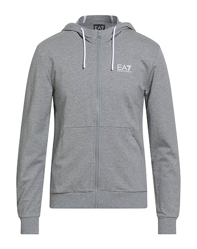 EA7 Hooded sweatshirt Light grey 100% Cotton, Elastane