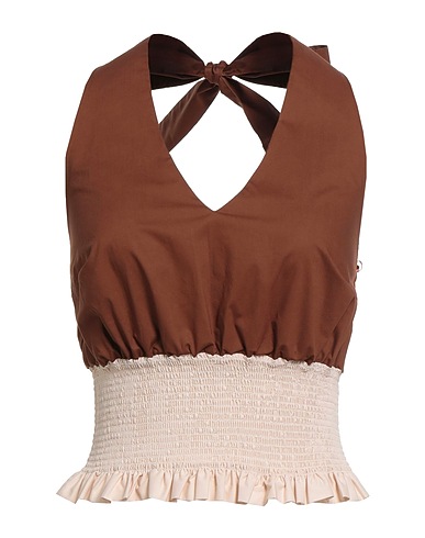 MANILA GRACE Top Brown 100% Cotton