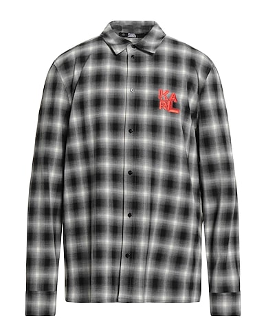 KARL LAGERFELD Checked shirt NERO 65% Polyester, 33% Viscose, 2% Elastane