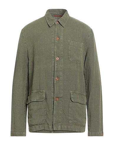 TELA GENOVA Linen shirt Military green 90% Linen, 10% Cotton