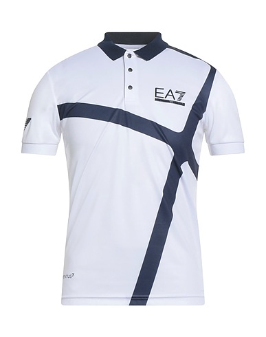 EA7 Polo shirt White 100% Polyester, Elastane