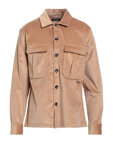 HAMAKI-HO Solid colour shirt Beige 99% Cotton, 1% Elastane