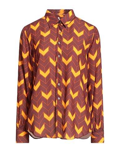 LE SARTE PETTEGOLE Patterned shirts & blouses Brown 100% Polyester