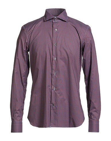BORSA Patterned shirt Burgundy 100% Cotton