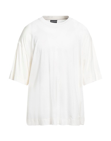 EMPORIO ARMANI Basic T-shirt Cream 70% Lyocell, 30% Cotton