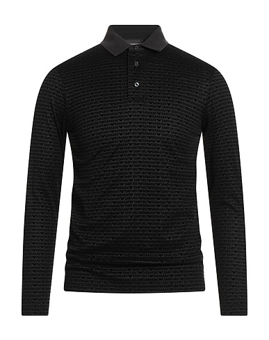 EMPORIO ARMANI Polo shirt Black 70% Lyocell, 30% Cotton
