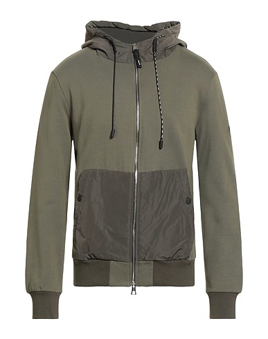 PMDS PREMIUM MOOD DENIM SUPERIOR Hooded track jacket  Military green 100% Cotton, Polyester, Elastane