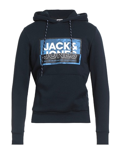 JACK & JONES Hooded track jacket  Midnight blue 70% Cotton, 30% Polyester