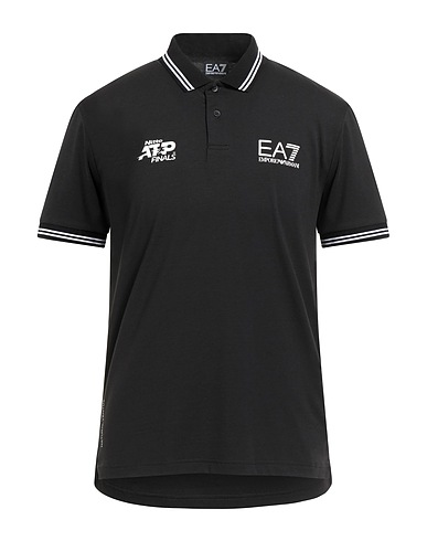 EA7 Polo shirt Black 51% Polyester, 45% Cotton, 4% Elastane