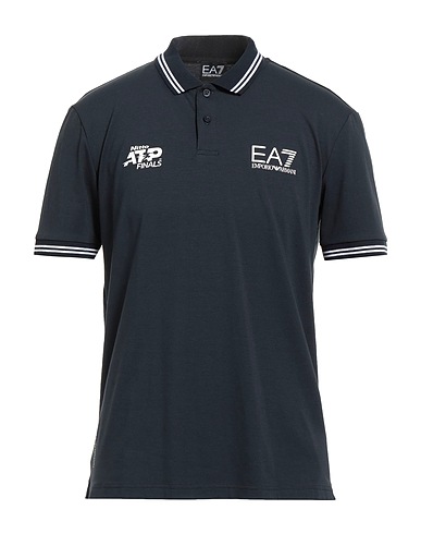 EA7 Polo shirt Navy blue 51% Polyester, 45% Cotton, 4% Elastane