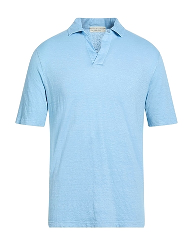 FILIPPO DE LAURENTIIS Polo shirt CELESTE 97% Linen, 3% Elastane