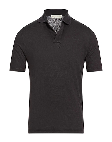 FILIPPO DE LAURENTIIS Polo shirt ANTRACITE 97% Linen, 3% Elastane