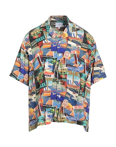 RHUDE Patterned shirt Blue 100% Silk