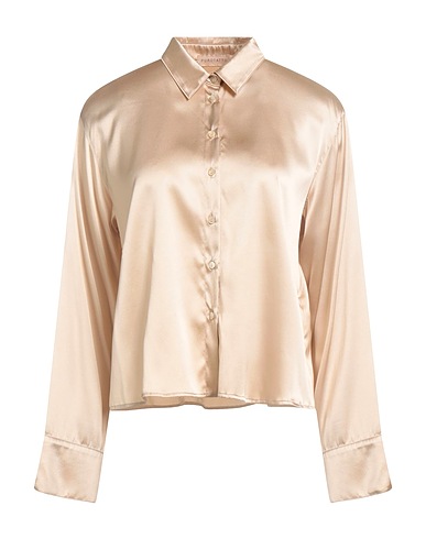 PUROTATTO Solid color shirts & blouses Beige 93% Silk, 7% Elastane