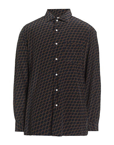 MASSIMO ALBA Patterned shirt Midnight blue 100% Silk