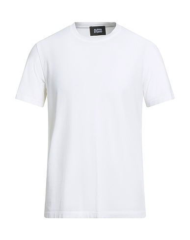 ALPHA STUDIO Basic T-shirt White 98% Cotton, 2% Elastane