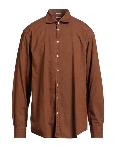 MASSIMO ALBA Solid color shirt Brown 100% Cotton