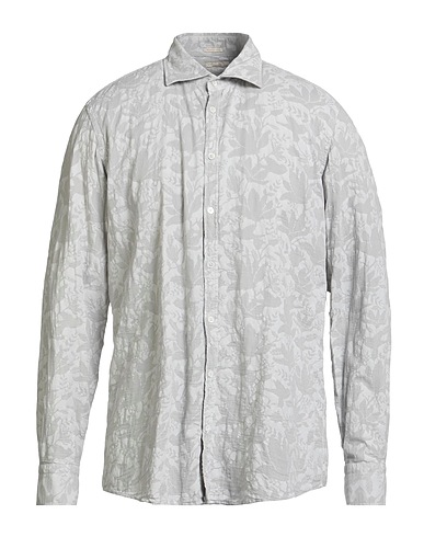 MASSIMO ALBA Patterned shirt Light grey 100% Cotton