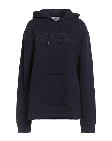 GUESS Hooded track jacket  Navy blue 85% Cotton, 15% Polyester