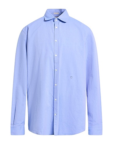 MASSIMO ALBA Patterned shirt Sky blue 100% Cotton