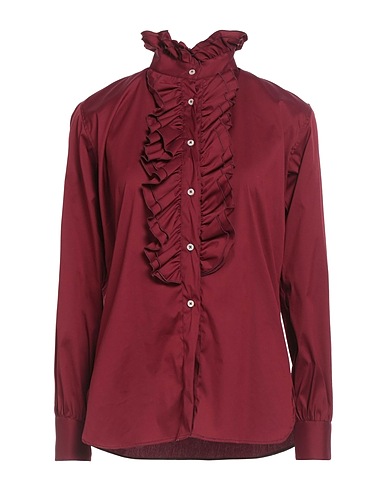 DEUXIEME Solid color shirts & blouses Burgundy 96% Cotton, 4% Elastane