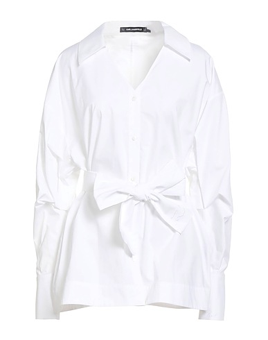 KARL LAGERFELD Solid color shirts & blouses White 100% Organic cotton