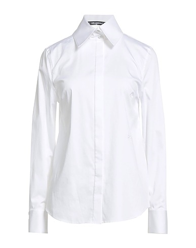 KARL LAGERFELD Solid color shirts & blouses White 97% Cotton, 3% Elastane
