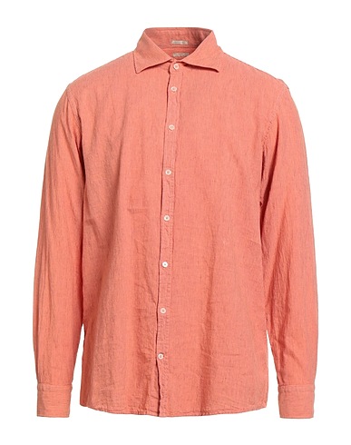 MASSIMO ALBA Linen shirt Salmon pink 55% Linen, 45% Cotton