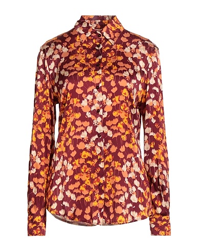 PUROTATTO Floral shirts & blouses Burgundy 97% Viscose, 3% Elastane