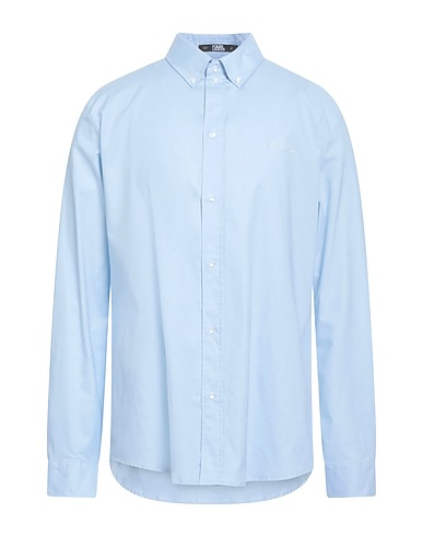 KARL LAGERFELD Shirts Sky blue 98% Cotton, 2% Elastane