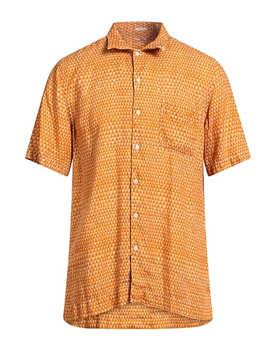 MASSIMO ALBA Camicia fantasia Arancione 100% Lino