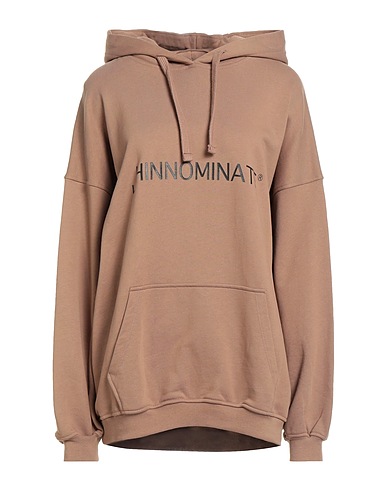 HINNOMINATE Hooded track jacket  Light brown 100% Cotton, Elastane