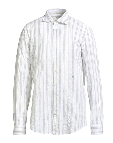 MASSIMO ALBA Striped shirt White 68% Cotton, 24% Linen, 8% Polyamide