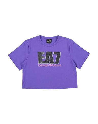 EA7 T-shirt Purple 95% Cotton, 5% Elastane