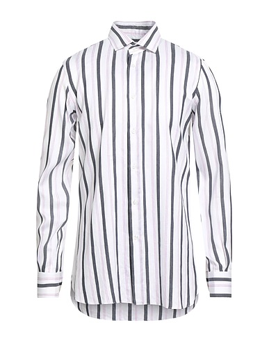 STILE LATINO Camisas de rayas Blanco 58% Algodón, 42% Lino