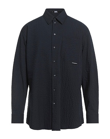 KARL LAGERFELD Striped shirt Midnight blue 64% Polyester, 34% Viscose, 2% Elastane