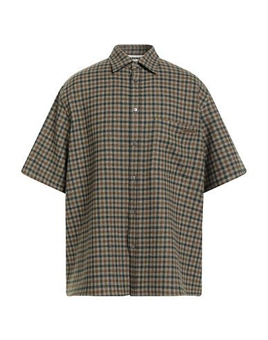 DARKPARK Checked shirt Military green 92% Virgin Wool, 8% Cashmere