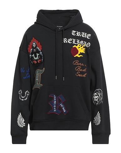 TRUE RELIGION Hooded track jacket  Black 80% Cotton, 20% Polyester