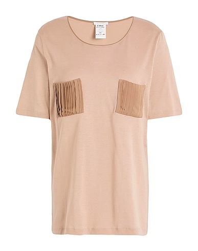 CHLOÉ T-Shirt Beige 100% Baumwolle, Seide, Acetat