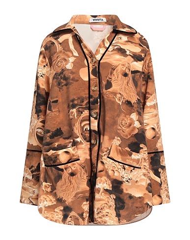 VIVETTA Patterned shirts & blouses Brown 89% Polyester, 11% Elastane