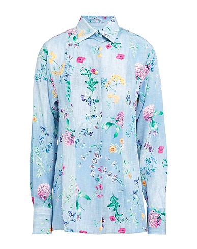 ERMANNO SCERVINO Floral shirts & blouses Pastel blue 100% Silk