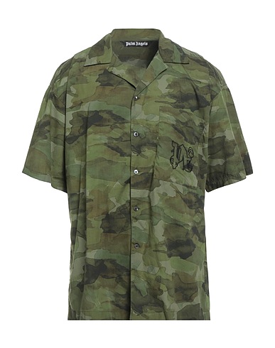 PALM ANGELS Patterned shirt Military green 100% Cotton