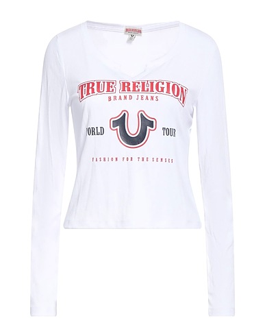 TRUE RELIGION T-shirt White 61% Polyester, 35% Rayon, 4% Elastane
